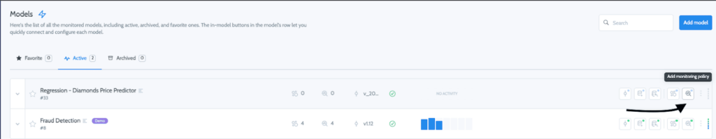 Putting together a continuous ML stack - Superwise add monitoring policy