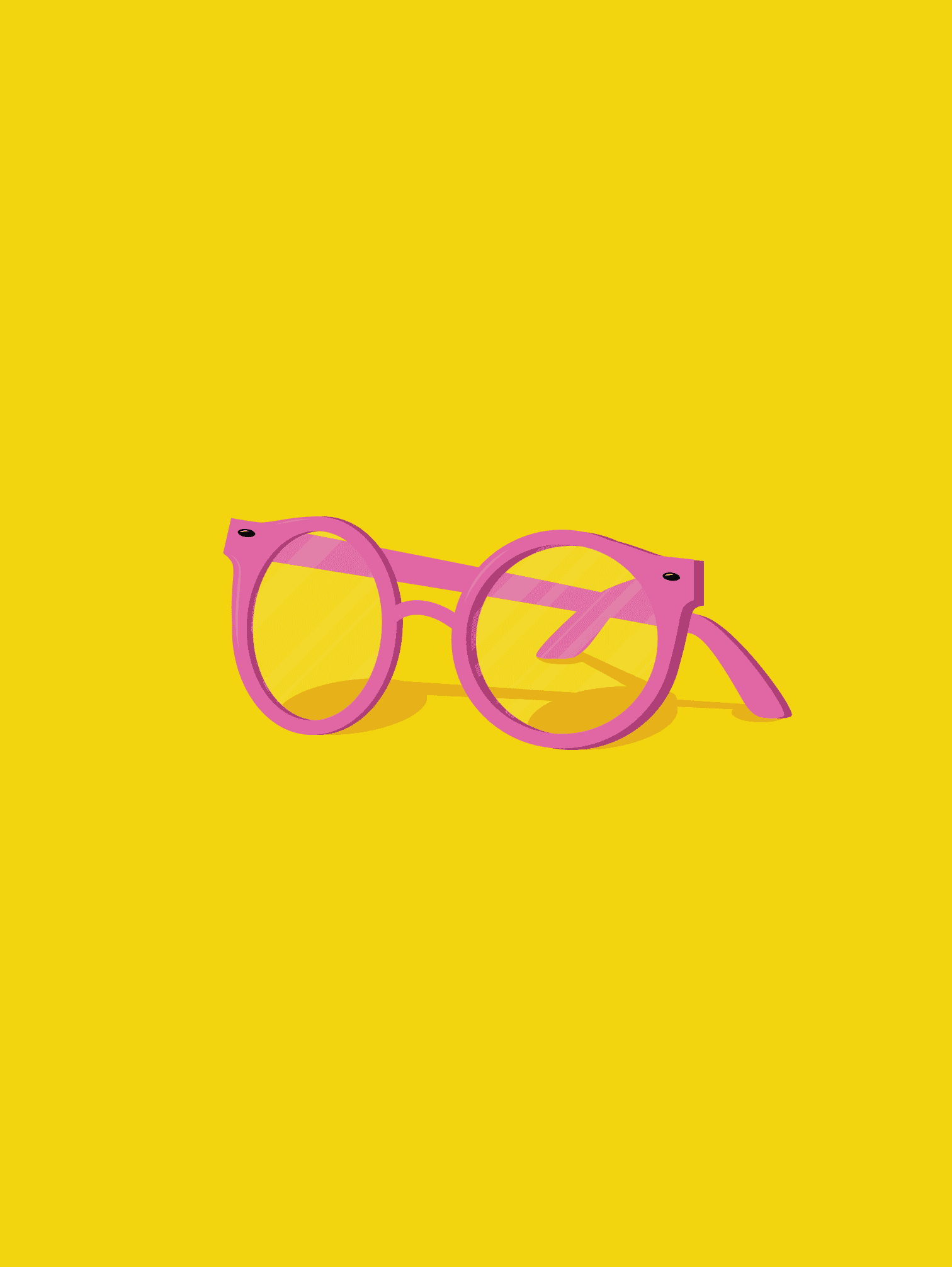 Pink glasses yellow background