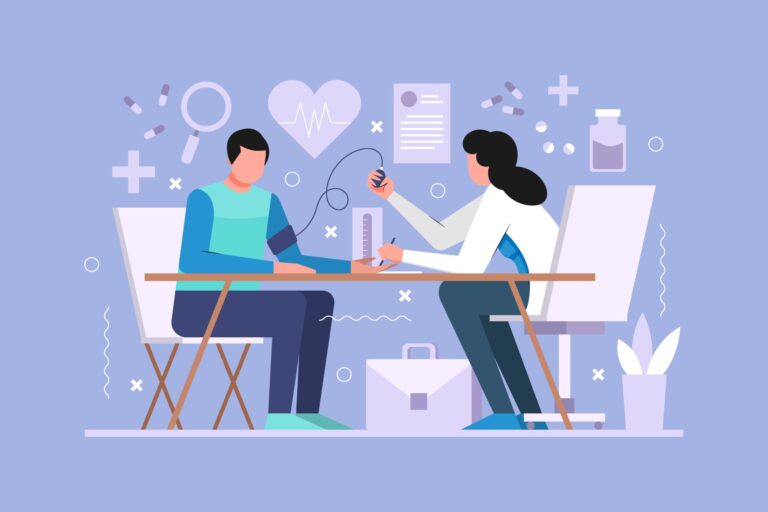 Clinician reviewing patient symptoms dashboard during consultation