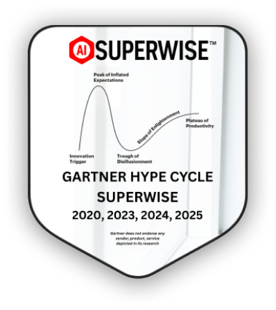 Superwise Gartner Hype Cycle badge on analytics chart